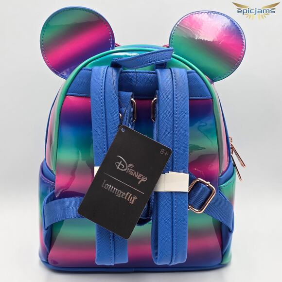 Loungefly Disney Minnie Mouse Striped Rainbow Mini Backpack New - Picture 4 of 4